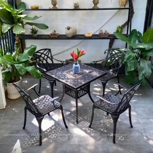 Bộ bàn ghế sân vườn BG-V80 bàn vuông 4 ghế