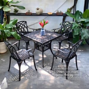 Bộ bàn ghế sân vườn BG-V80 bàn vuông 4 ghế