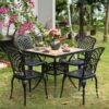 Bộ bàn ghế sân vườn BG15-V80N bàn vuông mặt đá 80cm
