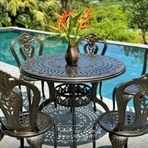 Bộ bàn ghế sân vườn BG02-D100 bàn tròn 6 ghế