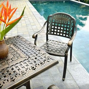 Bộ bàn ghế sân vườn BG04-V80 bàn vuông D80cm