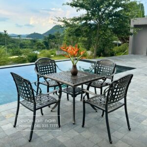 Bộ bàn ghế sân vườn BG04-V80 bàn vuông D80cm