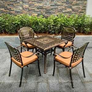 Bộ bàn ghế sân vườn BG04-V80 bàn vuông D80cm