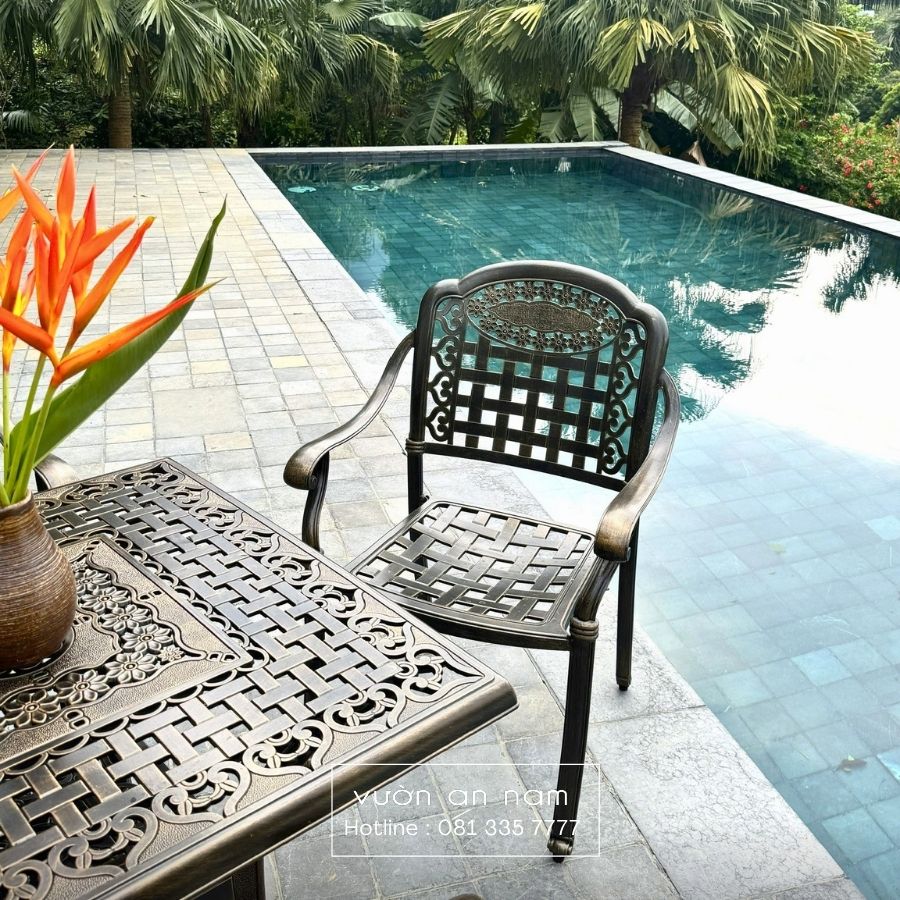 Bộ bàn ghế sân vườn BG04-V80 bàn vuông D80cm