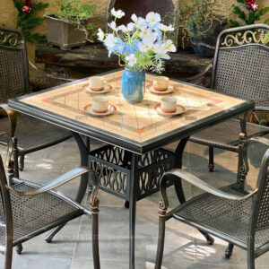 Bộ bàn ghế sân vườn BG05-V80N bàn vuông mặt đá 80cm