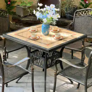 Bộ bàn ghế sân vườn BG05-V80N bàn vuông mặt đá 80cm