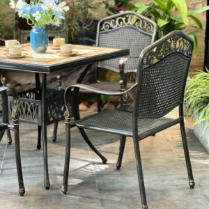 Bộ bàn ghế sân vườn BG05-V80N bàn vuông mặt đá 80cm