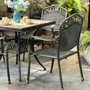 Bộ bàn ghế sân vườn BG05-V80N bàn vuông mặt đá 80cm