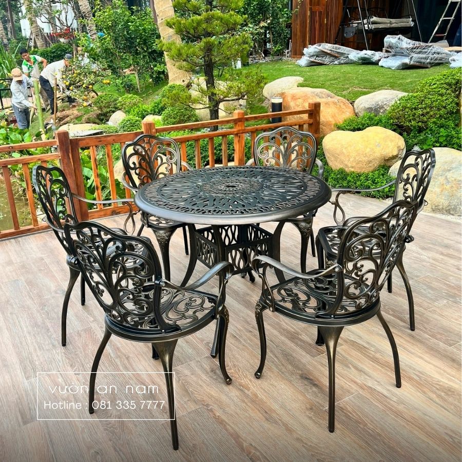 Bộ bàn ghế sân vườn BG11-D100 bàn tròn D100cm