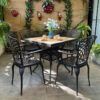 Bộ bàn ghế sân vườn BG15-V80N bàn vuông mặt đá 80cm
