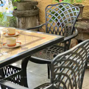 Bộ bàn ghế sân vườn BG15-V80N bàn vuông mặt đá 80cm