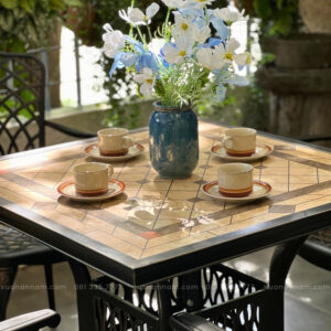 Bộ bàn ghế sân vườn BG15-V80N bàn vuông mặt đá 80cm