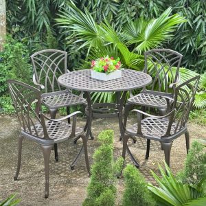 Bộ bàn ghế sân vườn BG18-D85C màu cát bàn D85cm