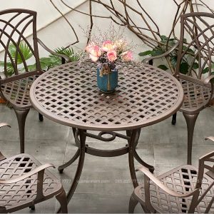 Bộ bàn ghế sân vườn BG18-D85C màu cát bàn D85cm