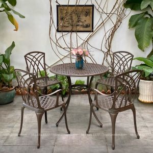 Bộ bàn ghế sân vườn BG18-D85C màu cát bàn D85cm