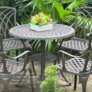 Bộ bàn ghế sân vườn BG19-D80C màu cát D80cm