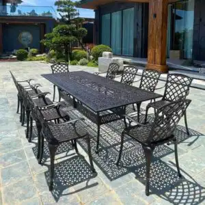 Bộ bàn ghế sân vườn BG21-2.5CNN màu nâu 10 ghế