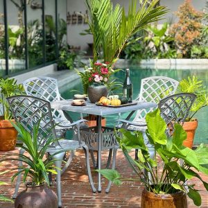 Bộ bàn ghế sân vườn BG-21 bàn vuông V80cm