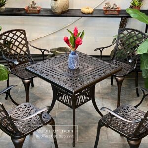 Bộ bàn ghế sân vườn BG-21 bàn vuông V80cm