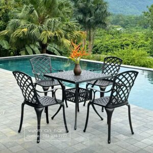 Bộ bàn ghế sân vườn BG-21 bàn vuông V80cm