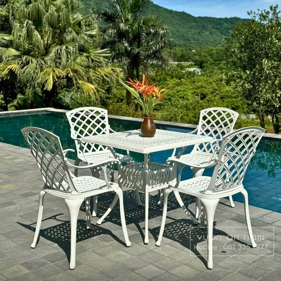 Bộ bàn ghế sân vườn BG-21 bàn vuông V80cm