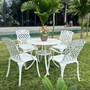 Bộ bàn ghế sân vườn BG21-D90 bàn tròn D90cm