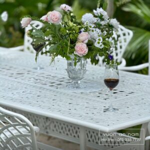 Bộ bàn ghế sân vườn BG26-2.5CN bàn chữ nhật 10 ghế