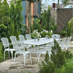 Bộ bàn ghế sân vườn BG26-2.5CN bàn chữ nhật 10 ghế