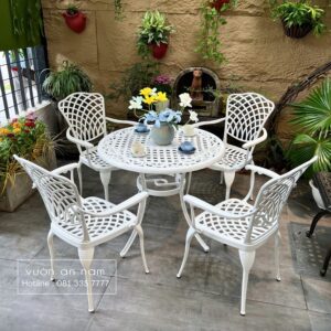 Bộ bàn ghế sân vườn BG26-D90 bàn tròn D90cm