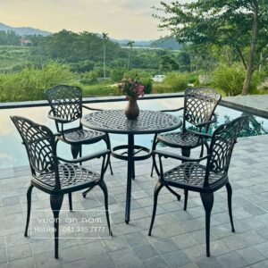 Bộ bàn ghế sân vườn BG26-D90 bàn tròn D90cm