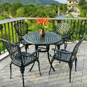 Bộ bàn ghế sân vườn BG26-D90 bàn tròn D90cm