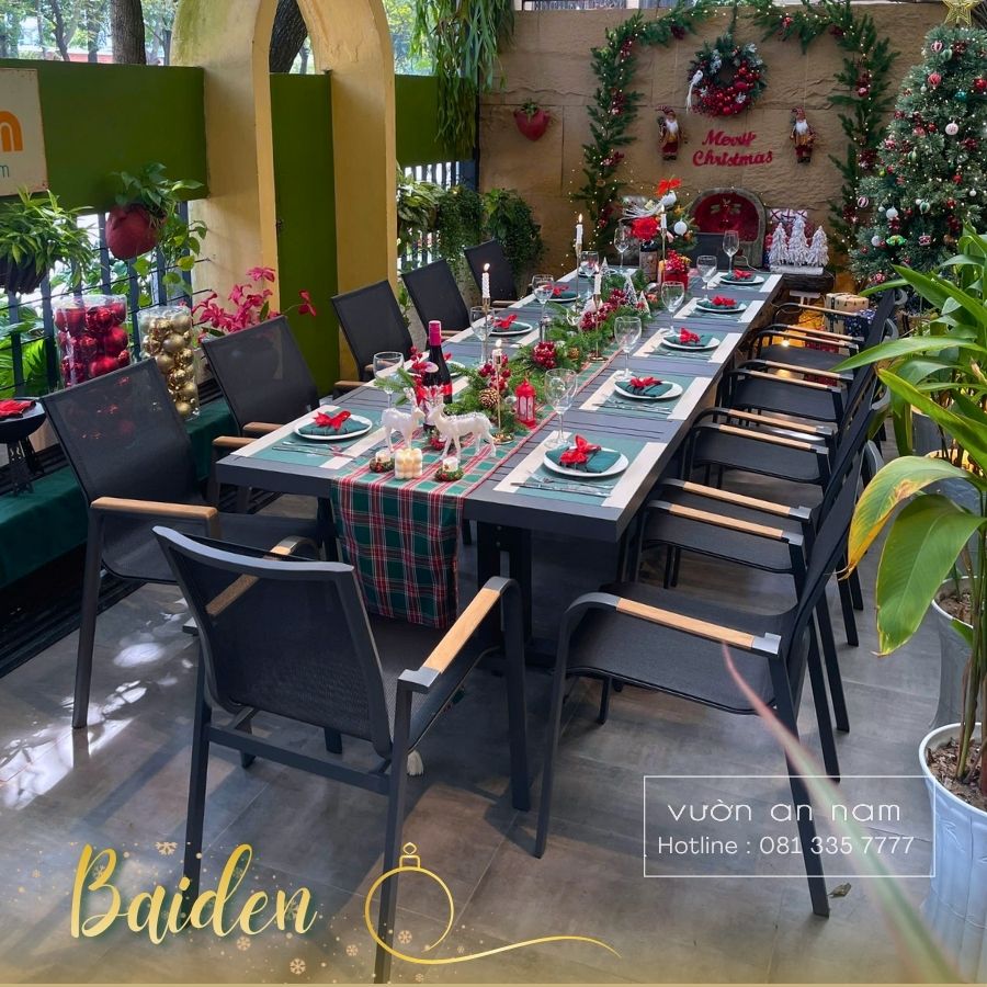 Bộ bàn chữ nhật 12 ghế có thể kéo dài ra đến 3.2m