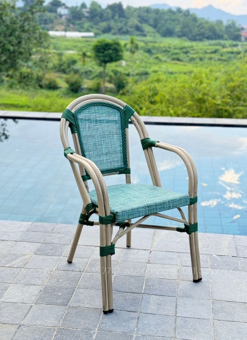 Ghế ban công BC-082 với lưới Textilene màu xanh