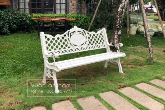 Ghế công viên nhôm đúc màu trắng