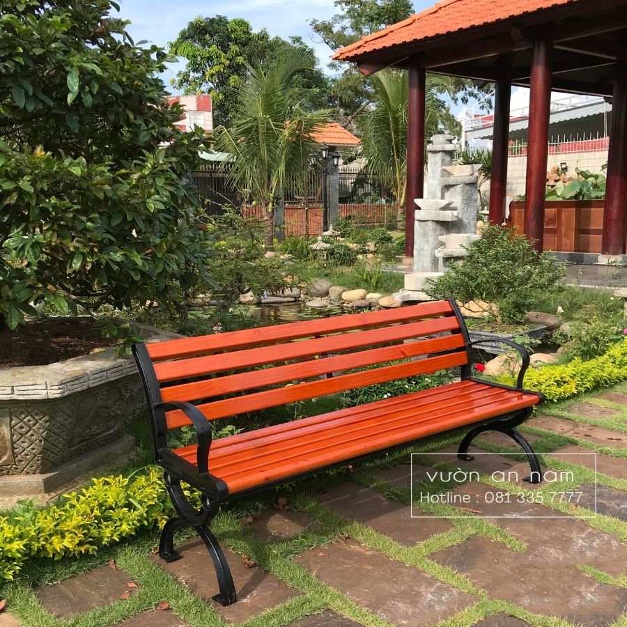 Ghế công viên nan gỗ thông cao cấp