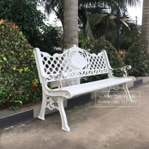 Ghế công viên nhôm đúc màu trắng GCV-06T