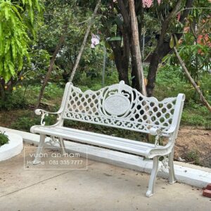 Ghế công viên nhôm đúc màu trắng GCV-06T