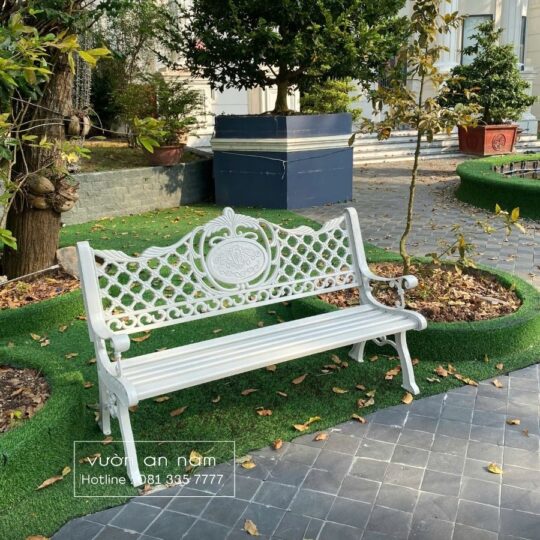 Ghế công viên nhôm đúc màu trắng GCV-06T