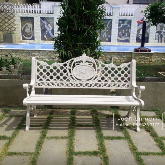 Ghế công viên nhôm đúc màu trắng GCV-06T