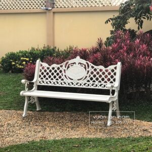 Ghế công viên nhôm đúc màu trắng GCV-06T