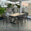 Bộ bàn ghế nhôm đúc BG-19CNM bàn mặt đá 8 ghế