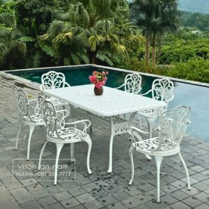 Bộ bàn ghế sân vườn BG11-1.7CN bàn chữ nhật 6 ghế