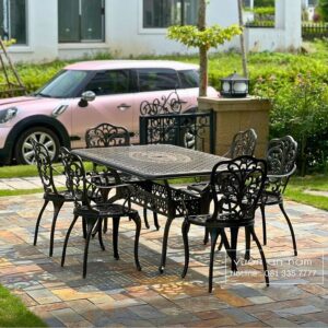 Bộ bàn ghế sân vườn BG11-1.7CN bàn chữ nhật 6 ghế
