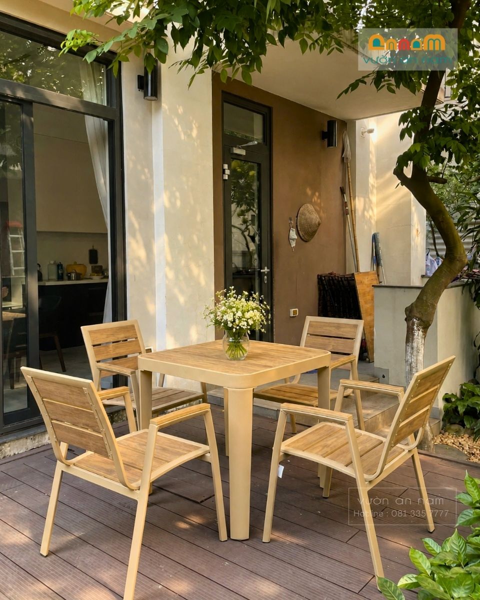 bộ bàn ghế cà phê giả gỗ