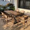 Bộ bàn ghế ngoài trời BC06-1.8CNM bàn chữ nhật mặt đá