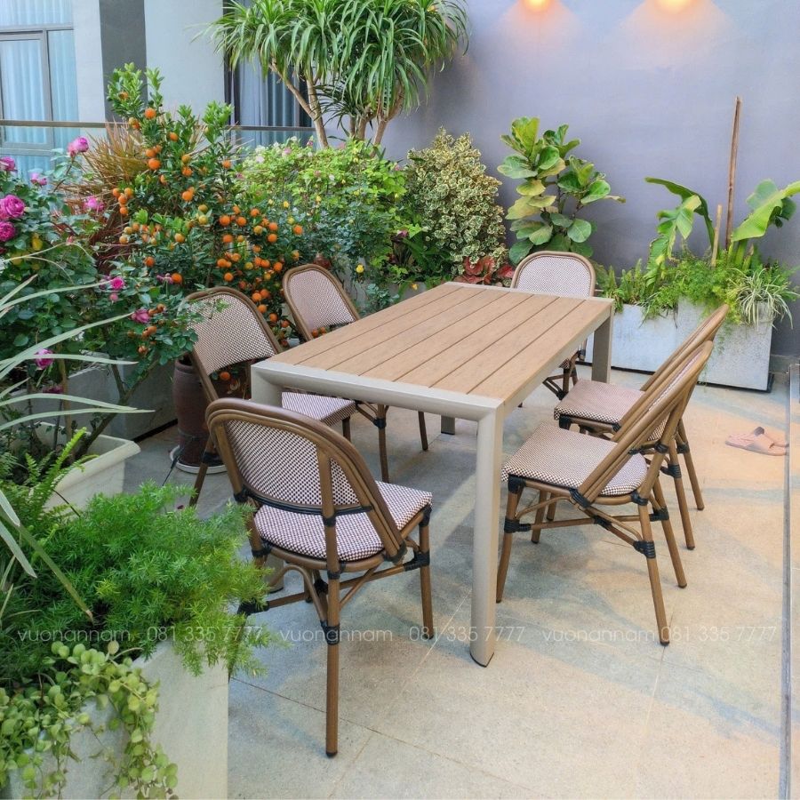 bộ bàn ghế phối dành cho không gian thích sự tự nhiên