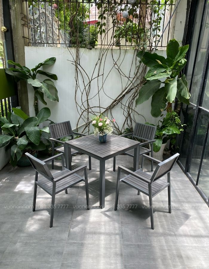 bộ bàn 4 ghế nhựa giả gỗ