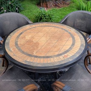 Bộ bàn ghế cafe ngoài trời bàn mặt đá BC01-D80M