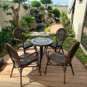 Bộ bàn ghế cafe ngoài trời bàn mặt đá BC03-D60M