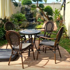 Bộ bàn ghế cafe ngoài trời bàn mặt đá BC03-D60M
